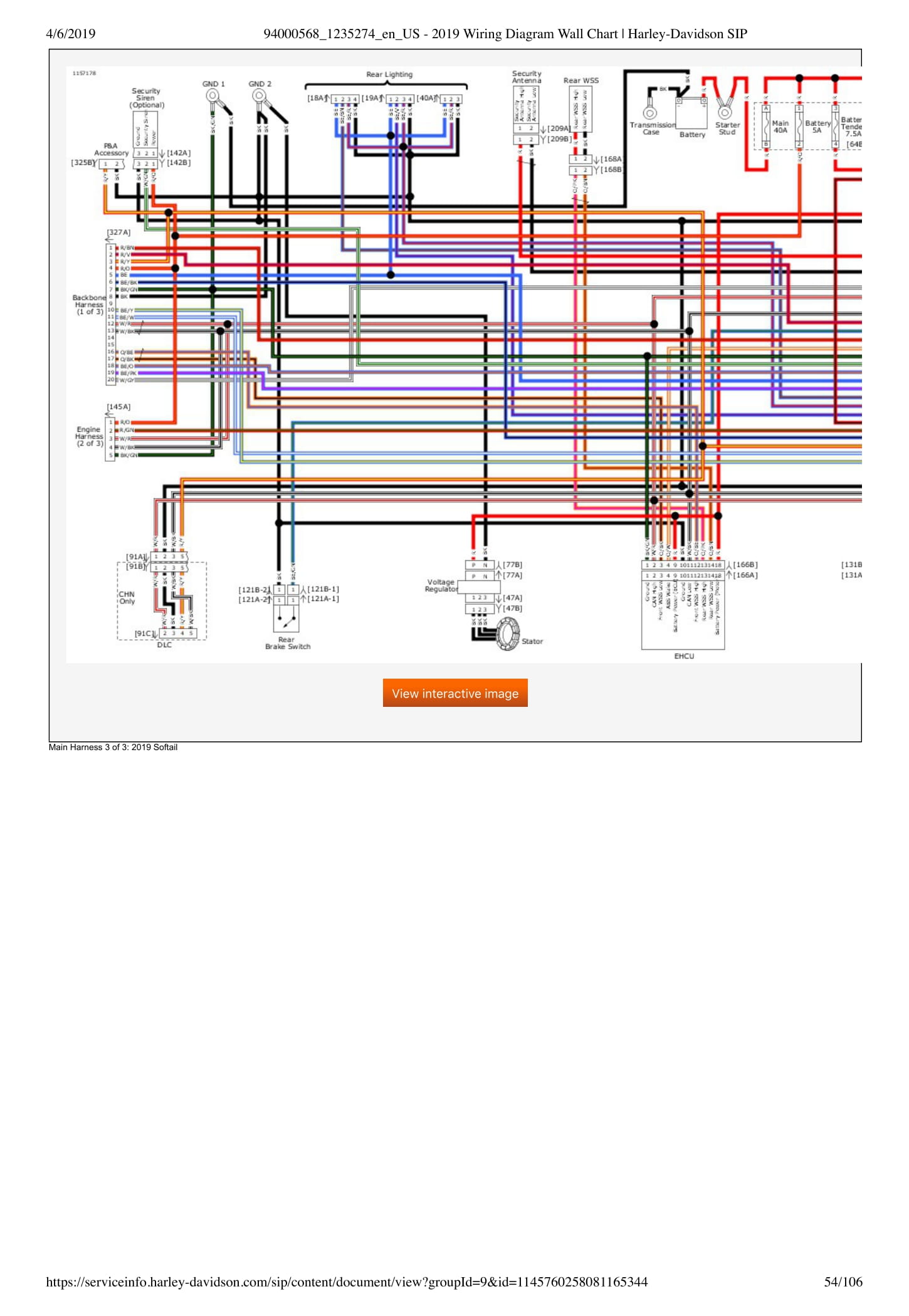 Harley Davidson SIP 2019 Wall Chart. Wiring Diagram - page 4